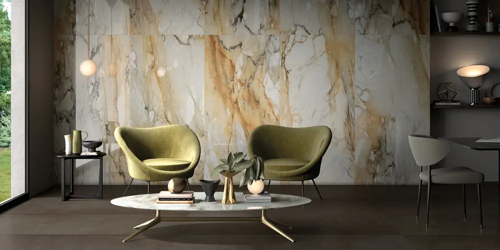 LaFaenza türkiye koleksiyonu ile tasarlanmış modern mermer desenli salon zemini.